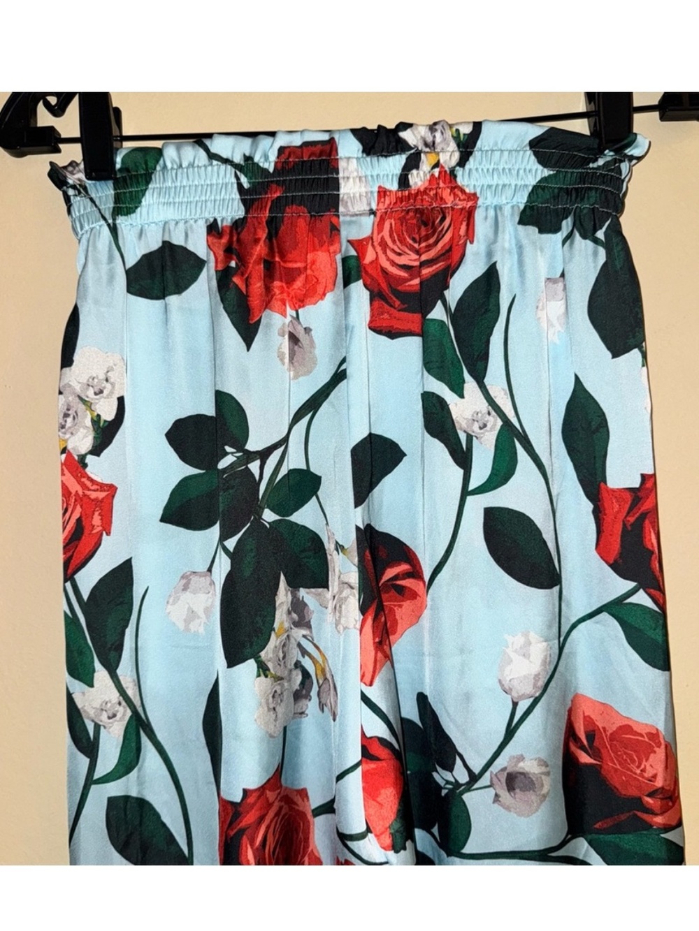 Alice + Olivia Blue Elba Floral Crop Satin Pull On Pants Size XS - Picture 10 of 12